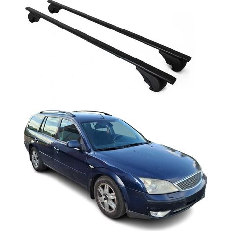 OMAC Barres de toit pour Ford Mondeo II Break 2001-2007 – TÜV / DIN 75302:2019 – Antivol inclus – Charge max 75 kg – 2 barres Noir (1/4)