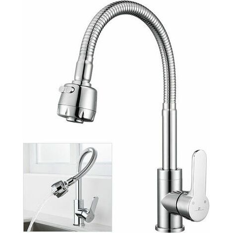 Rubinetto da cucina in memory foam LaBlanc - Rubinetto per lavello a molla - 2 beccucci opzionali - Rotazione a 360° Cromato per qualsiasi curva