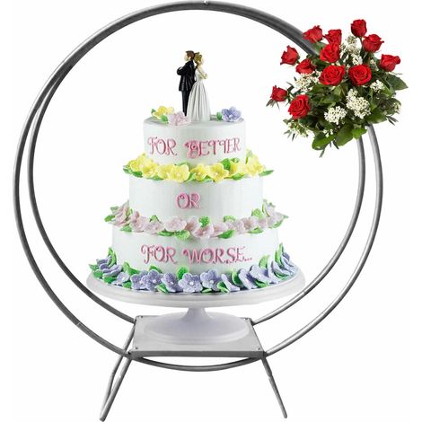 80cm Doppelring Kuchenhalter mit 13 Rundrohr Blumenständer Kuchenständer Dessertständer Silber (1/4)