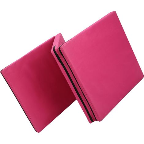 Trintion Tri-Fold 1.5" Thick Folding Gymnastics Exercise Mat Non Slip Soft Foam Yoga Mat with Carry Strap Handles for Tumbling Camping Pilates Home Training Floor Workout Aerobics 180x60x4CM (Pink) (1/5)