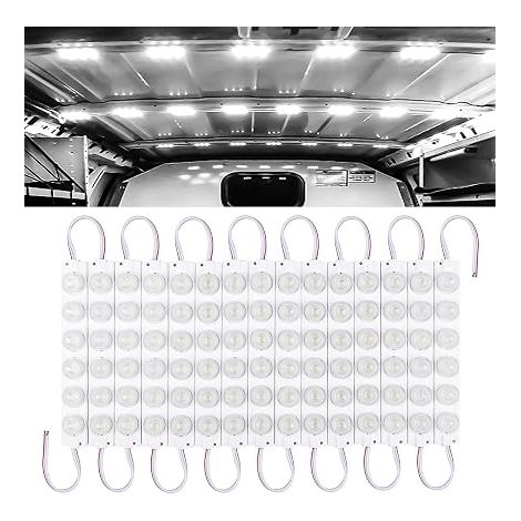 12V 90 LED Lampe Camping Eclairage Intérieur Voiture Kit, Lampe de Plafond pour Van RV Remorque Bateau Bus, 15 Modules, Blanc (1/5)
