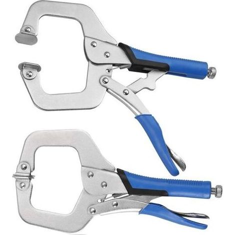 Serre-Joint en C 2pcs Kit de Pince-Étau Robuste de 11" avec Vis Réglable Pinces de Soudage en C en Acier Poignée en Caoutchouc et Levier à Dégagement Rapide Outils de serrage pour Menuiserie (1/5)