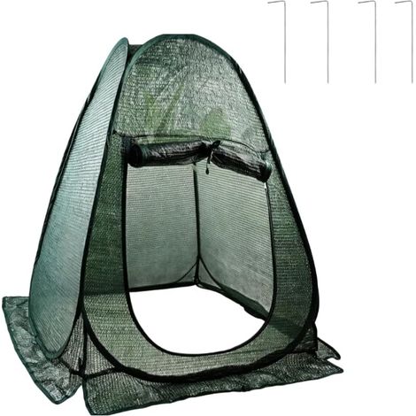 Tente d'ombrage de jardin, protection en maille pour légumes, fleurs et contre les oiseaux, contre les intempéries, installation facile avec piquets de sol, 71 x 71 x 81 cm, vert balcon (1 (1/5)