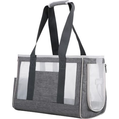 Sac Transport Chat, Sac Transport Chien Respirant et Pliable avec coussin épaissie confortable pour Voyage en Train, Voiture, Restaurant, Avion,Tissu Oxford Gris Taille S (39 x 17 x 27cm) (1/5)