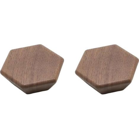 Set di 2 pomelli esagonali per cassetti in legno di noce, 60 mm con viti – Maniglie per porte in legno naturale – Maniglie per mobili di armadi, guardaroba, credenze e cassetti (1/5)