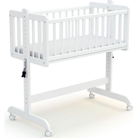 Les Tendances – Berceau cododo 40x80 cm en hêtre massif – Matelas 40x80 cm inclus – 4 roulettes orientables avec freins – Conforme norme EN 1130:2019