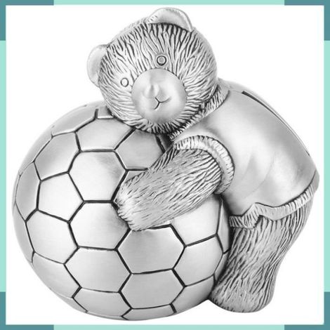 Tirelire de football ours mignon pour enfants, décoration intérieure permettant d'économiser de l'argent, matériau en (1/4)