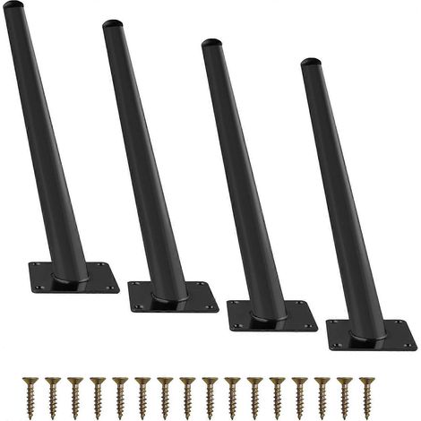 Verstellbare Möbelfüße aus goldfarbenem Metall, 30 cm (12 Zoll), schräge Füße im Mid-Century-Stil, Ersatzfüße für Schreibtisch, Bett, Schrank, Stuhl, Sofa, Hocker, Kommode – 25 cm (10 Zoll) – Schwarz