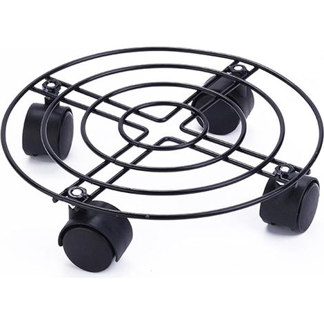 Support de pot de fleurs en métal avec roulettes en fer robuste pour déplacer un vase de jardin, un pot de fleurs (lot de 1)