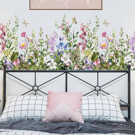 Lot de 2 stickers muraux pour carrelage, motif fleurs des champs d'été (1/5)