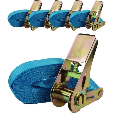 5x Profi Ratschen Spanngurt Spanngurte Zurrgurt 1-tlg 4m 0,8t 0,8to 800kg TÜV/GS BLAU (1/2)