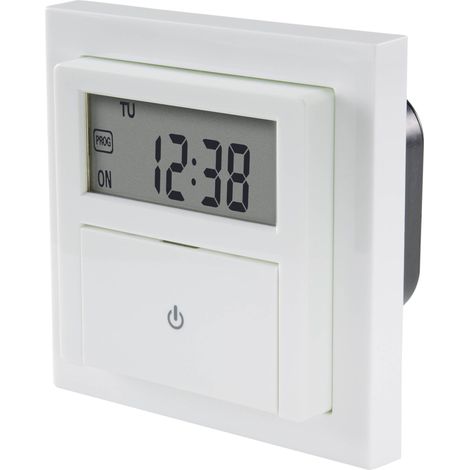 Sygonix – Minuterie numérique encastrée SY4504968 – 1800 W – 140 points de commutation hebdomadaire – Fonction compte à rebours et aléatoire – Montage en saillie