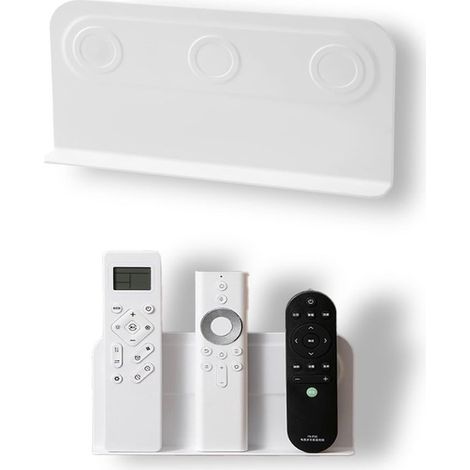 2 supporti magnetici da parete per telecomandi,organizer autoadesivo senza foratura,Supporto a parete galleggiante per telecomandi piccoli,bianco (1/5)