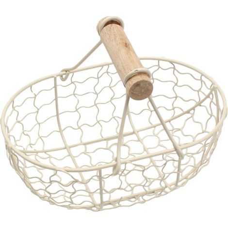 Rustikaler Eierkorb aus Eisen mit Holzgriff, Aufbewahrung für 12 Eier, Landhausstil, Küche/Dekoration (1/5)