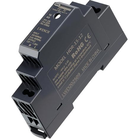 Alimentation sur Rail DIN 12V 15W Alimentation 12V DIN avec Sortie DC 1.25A Entrée 100-240V AC 50/60 Hz Transformateur Sur Rail DIN pour Automatisation Industrielle et Domestique (1/5)