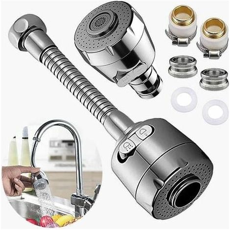 aireadores de grifo giratorios de 360°, extensión flexible, ahorrador de agua universal, filtro antical, para cocina y baño. (1/5)