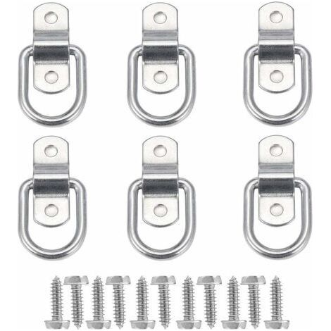 6Pcs D Anneau D'arrimage Anneau d'ancrage de Charge Ancrage de Remorque Anneau D'arrimage Forgé avec 12 Pièces Vis pour Sécuriser la Charge dans Le Camion Remorque (1/5)