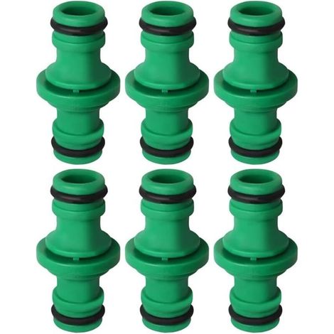 Paquet de 6 connecteurs de tuyau Double, connecteur de tuyau Double mâle, connecteur de tuyau en plastique pour tuyaux d'arrosage (vert)