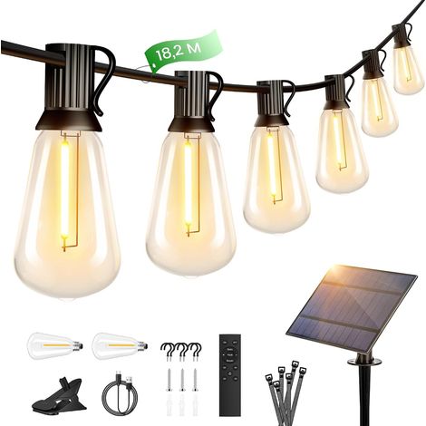Guirlande extérieure 9m Noël, 17 LED ST38 2200K Blanc Chaud, IP65 Etanche, Extensible, Classe Énergétique F, UKCA/CE, pour Jardin Terrasse Pavillon (1/5)
