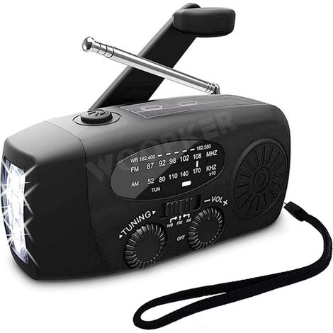 Générateur à manivelle, Radio Multifonction manivelle Solaire USB (1/5)