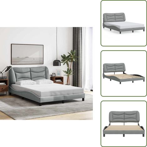 Cuscino testiera - vidaXL Giroletto senza Materasso Hvar Grigio Chiaro 120x200 cm Tessuto - Letto Hvar
