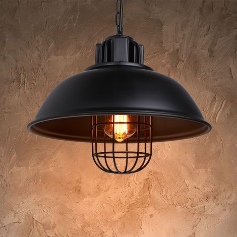 Lustre Suspension Vintage Industrielle E27 Luminaire Plafonnier Métal Lampe à Suspension Créatif Ø33CM Noir - 1Pcs (1/5)