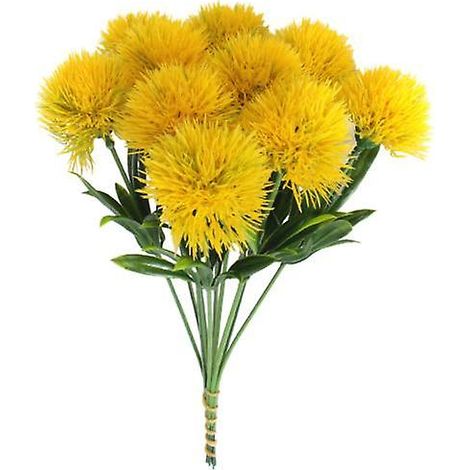 10 bouquets de pissenlits artificiels réalistes, inodores et sans entretien, pour la décoration de la maison et de l'hôtel.jaune (1/5)