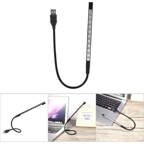 Lampe de lecture LED mini USB flexible 5V, lampe torche pour ordinateur portable, PC et clavier, noir (1/5)