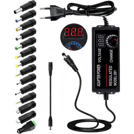 Alimentation universelle réglable 3-24V, 3A, affichage de tension numérique LED & 14 connecteurs, câble de convertisseur de polarité, AC DC, utilisé pour la plupart des appareils électroniques domesti