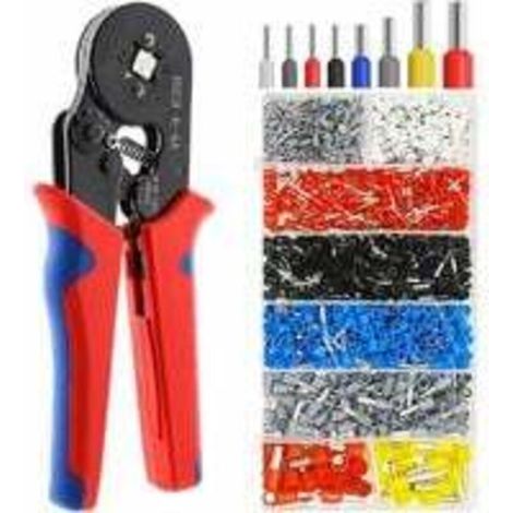 Pince à sertir d'électricien Pince à Sertir Kit, Embout de Cablage Outil de Sertissage Cosse Electriques à Sertir 1200 Cosses 0,5-10mm² pour Bornes de Outil de Sertissage de Pince Électricien,Bornes É (1/4)