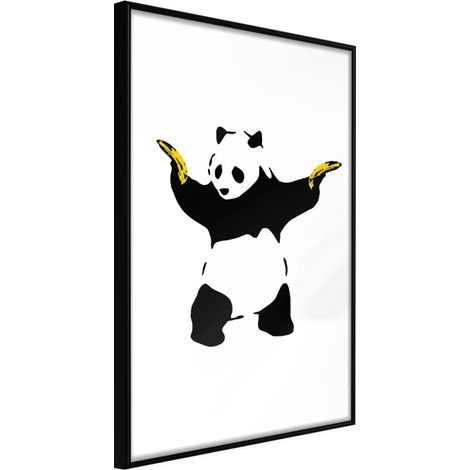 Affiche Murale Encadrée "Banksy Panda With Guns" 21 x 30 cm Noir