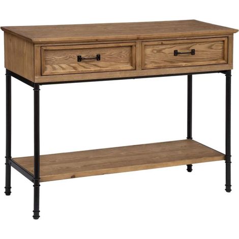 Console 2 Tiroirs Design "Danik" 110cm Naturel (1/4)