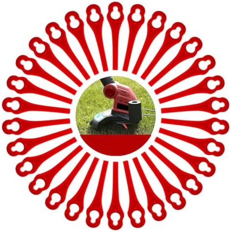 APEX - Lot de 50 Lames de Rechange compatibles avec Florabest Coupe Bordure LIDL FRTA 20 A1,FAT 18B2, FAT 18B3, Accessoire pour débroussailleuse 50Pcs Rouge (1/5)