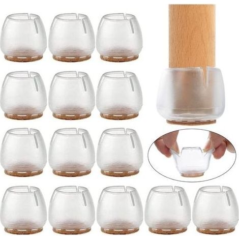 16 Pièces Chaise Casquettes 17-21mm Patins pour Meubles Silicone Protection Plaquettes de Pieds de Meubles Chaise Jambe Caches Housse de Table Rayures Protecteurs de Sol pour Pieds Ronds (1/5)