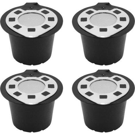 Set mit 4 wiederbefüllbaren Kaffeekapseln – Spülmaschinenfest – Mit Edelstahldeckel (1/3)