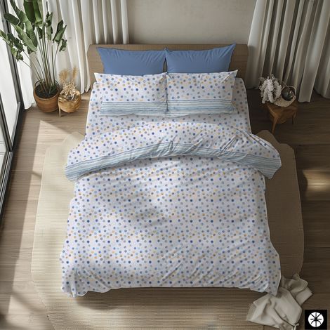 Set Completo Letto Matrimoniale Sasemama, in Policotone, Lavabile in Lavatrice, blu (1/4)