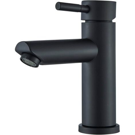 Bathroom Sink Faucets, Single-Lever Bathroom Faucet, Basin Mixer Tap, Bathroom Sink Faucet, Modern Countertop Basin Faucet with Hot and Cold Water Pipes (Black) (1/5)