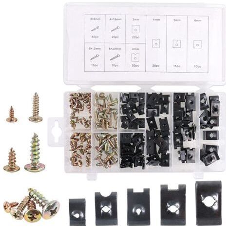 BUNTHAUS Assortiment de 170 écrous en U et vis pour tableau de bord de porte intérieure SAE (1/5)