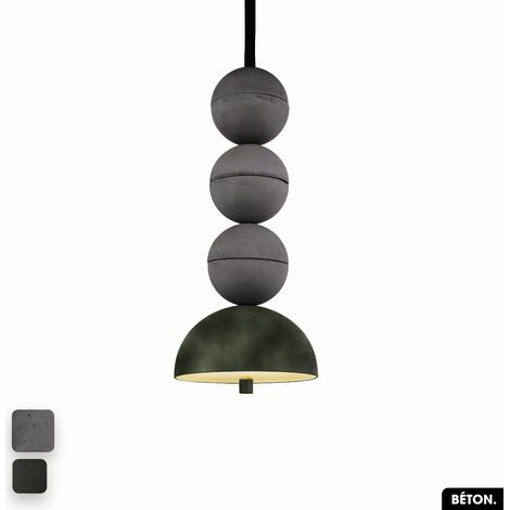 Lampe de suspension en béton velours - BOSFOR CONCRETE VELVET ANTHRACITE - OLIVE 3 BALLES LED 14W (1/2)