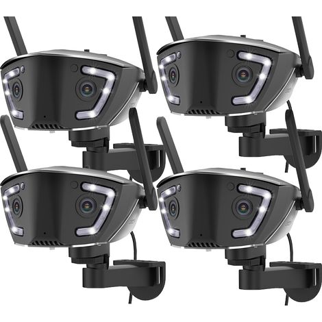 Ctronics 2,4/5 GHz WiFi-Überwachungskamera für den Außenbereich mit 2 Objektiven 4MP Winkel 180°Personen-/Fahrzeug-/Tiererkennung 30M Farb-Nachtsicht Zwei-Wege-Audio (Ein Satz von 4) (1/5)