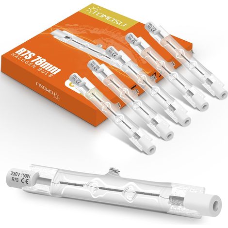 Ampoule Halogène R7S 78mm 150W Blanc Chaud Dimmable Haute Luminosité pour Éclairage Extérieur et Intérieur Lot de 6 (1/5)