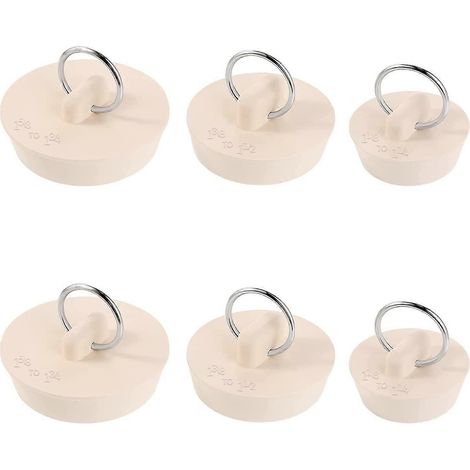 Set mit Gummi-Spülbeckenstöpseln und Aufhängering für Badewanne, Küche und Badezimmer, 3 Größen, 6 Stück (beige) (1/5)