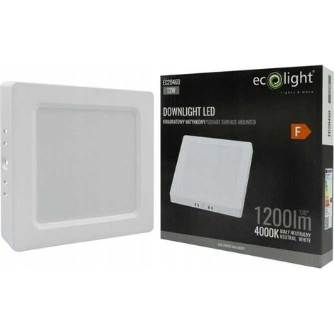 Downlight LED cuadrado N/T de 12 W, luz blanca 4000 K, DL-1 (1/5)