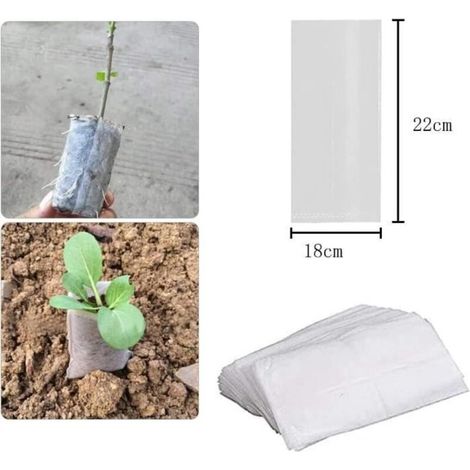 Sac de Plantation - Lot de 100 - Tissu non tissé - 18 x 22 cm - Biodégradable - Écologique (1/3)