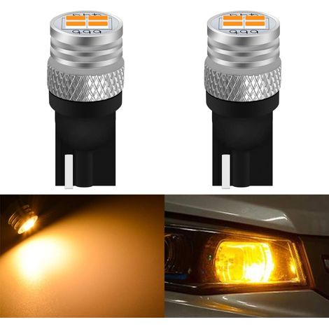 2pcs 194 LED Car Interior Bulb Amber T10 168 2825 W5W 4-SMD 3020 750LM Car Replacement Lights Wedge Dome Trunk License Plate Bulb Lamp DC 12V (1/5)
