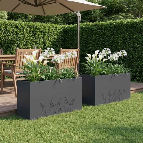 vidaXL Macetero de Jardín 2 uds. Gris antracita 100 x 20 x 49 cm (1/5)
