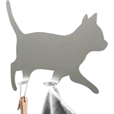 Chat - Porte-serviette Chat Mignon Marchant Porte clés Porte-serviette Porte-manteau Adhésif Décoratif Animal pour Cuisine Salle de Bain - Accroche-Porte pour Salon Salle de B (1/5)