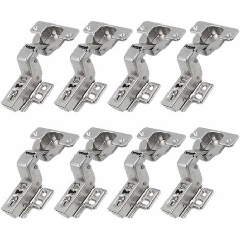 Charnières à 110 degrés rentrantes 35mm – Acier nickelé – 8 pièces pour portes de placard et meubles de cuisine – Installation rapide - Applique-8pcs (1/5)