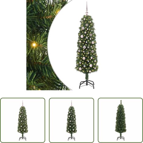 Arbre de Noël LED - Sapin de Noël artificiel Vert 150 cm PVC et acier et plastique (1/5)