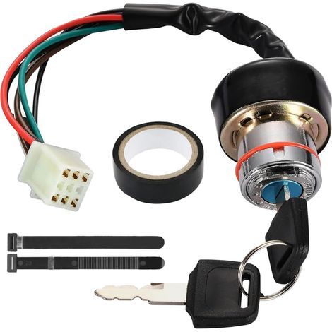 Ignition Key Switch 6 Wire for 50cc 70cc 90cc 110cc 125cc 150cc 250cc 250cc for Taotao for Redcat for Roketa for Sunl ATV 4 Wheeler Scooter Motorcycle Quad Dirt Bike Pit Bike Go Kart